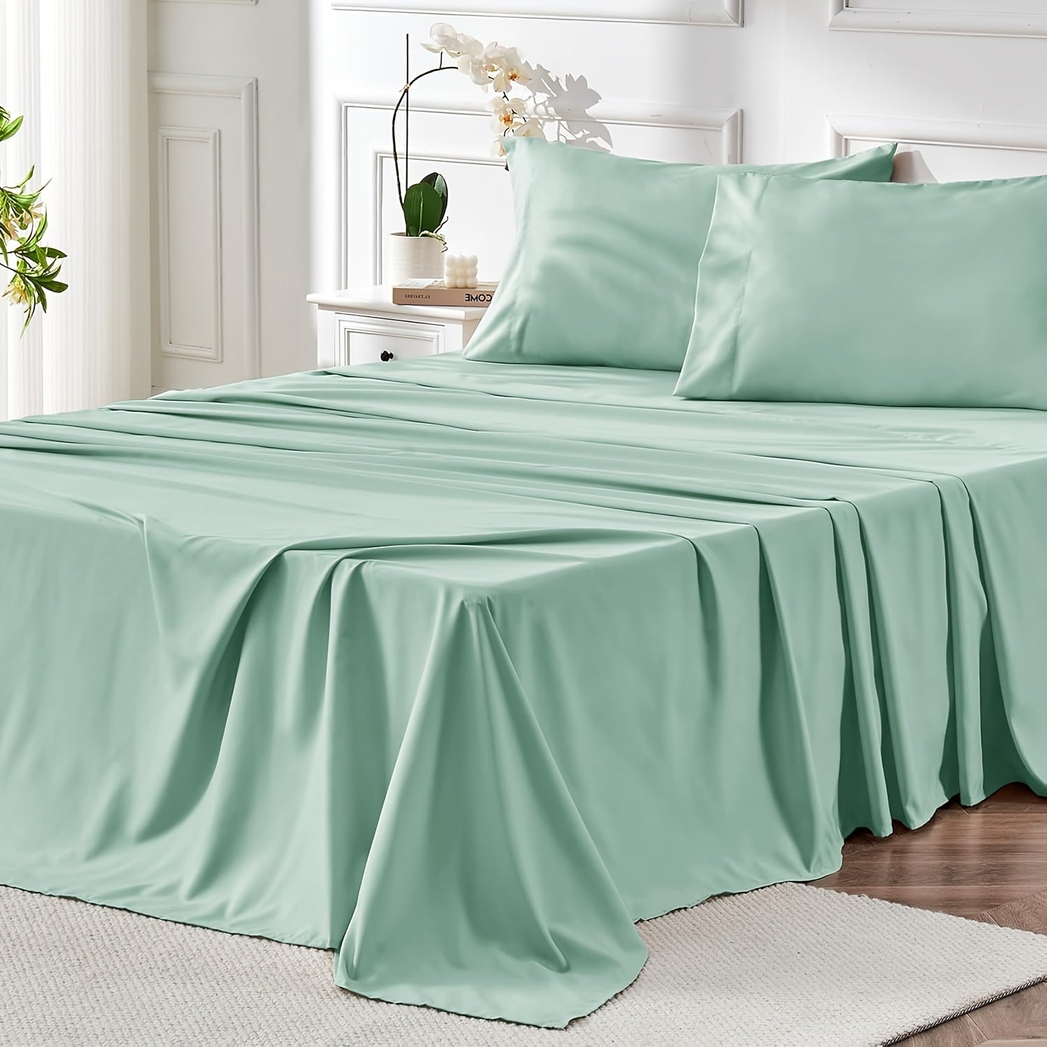 4-Piece Queen Size Cooling Microfiber Sheet Set 14" Deep Pocket Soft Hotel-Grade Bed Sheets