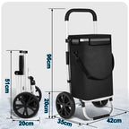 Foldable 40L Shopping Trolley Cart with Removable Bag and Cooling Compartment Black