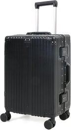 Aluminium Frame Carry-On Luggage TSA Lock 20" & 24" Silent Spinner Wheels Black