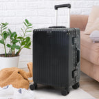 Aluminium Frame Carry-On Luggage TSA Lock 20" & 24" Silent Spinner Wheels Black