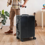 Aluminium Frame Carry-On Luggage TSA Lock 20" & 24" Silent Spinner Wheels Black