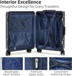 Aluminium Frame Carry-On Luggage TSA Lock 20" & 24" Silent Spinner Wheels Black