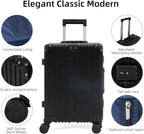 Aluminium Frame Carry-On Luggage TSA Lock 20" & 24" Silent Spinner Wheels Black