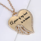 Angel Wing Heart Necklace Memorial Pendant Zinc Alloy Durable Waterproof Jewelry Gift for Loss and Remembrance