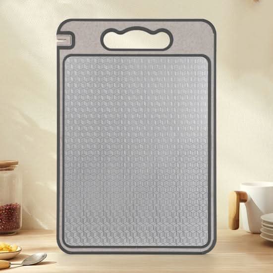 Dual-Sided Stainless Steel Cutting Board with Built-In Knife Sharpener and Non-Slip Silicone Rim 36.5x25cm