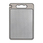 Dual-Sided Stainless Steel Cutting Board with Built-In Knife Sharpener and Non-Slip Silicone Rim 36.5x25cm