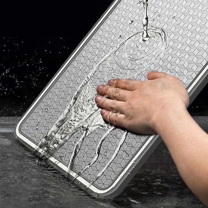 Dual-Sided Stainless Steel Cutting Board with Built-In Knife Sharpener and Non-Slip Silicone Rim 36.5x25cm