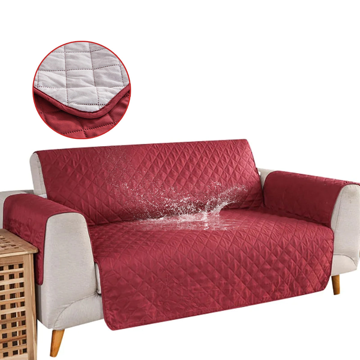 Waterproof Anti-Wear Sofa Protector Cover with Anti-Slip Base and Padded Microfiber Filling