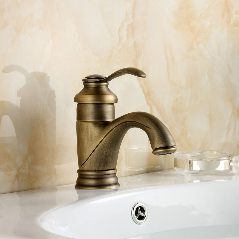 Harrow Antique Brass Bathroom Faucet Sink Mixer Tap Solid Brass Leak-Proof Ceramic Cartridge