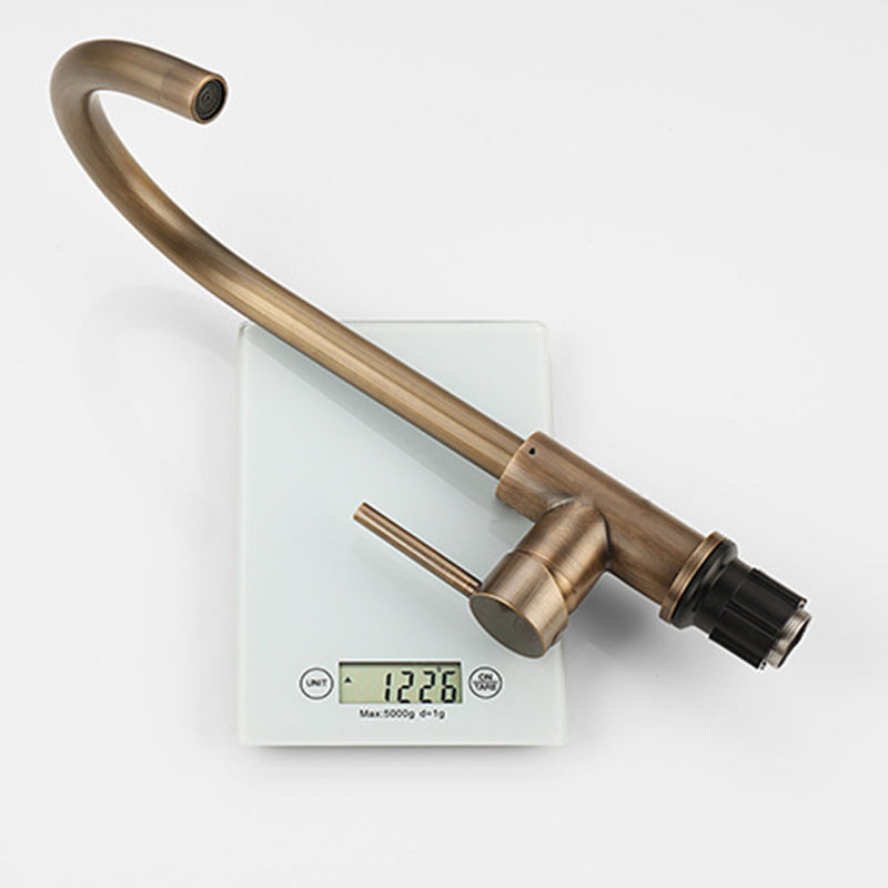 Antique Bronze Single Handle Kitchen Faucet Brass Mixer Tap 360° Swivel High Arc