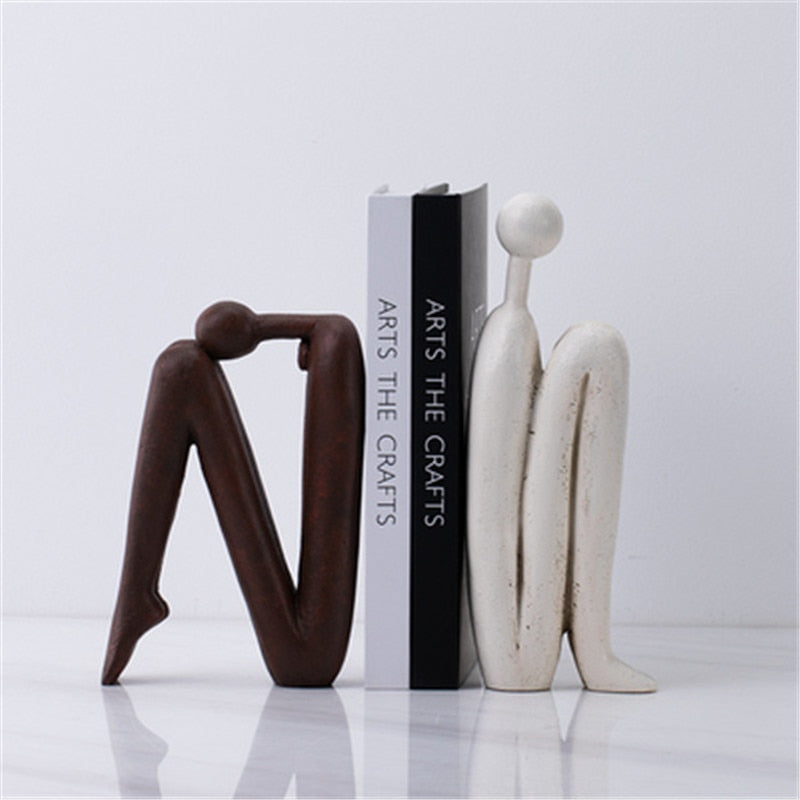 Artistic Metal Book Support Forma Brown White Modern Shelf Organizer 20x12x18 cm
