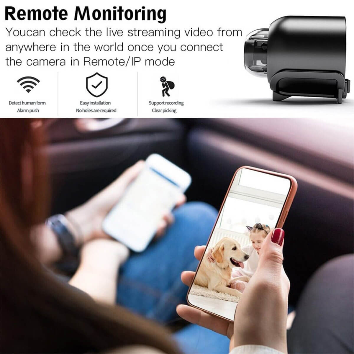 Mini Waterproof Security Camera 1080P HD WiFi IP Night Vision with Human Detection