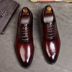 Men's Italian Full-Grain Leather Oxford Dress Shoes Formal Lace-Up Footwear