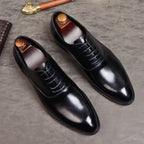 Men's Italian Full-Grain Leather Oxford Dress Shoes Formal Lace-Up Footwear