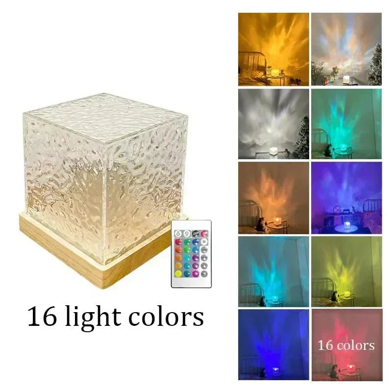 Harrow Aurora Water Wave Projector Night Light Crystal Lamp LED 17 Color Settings