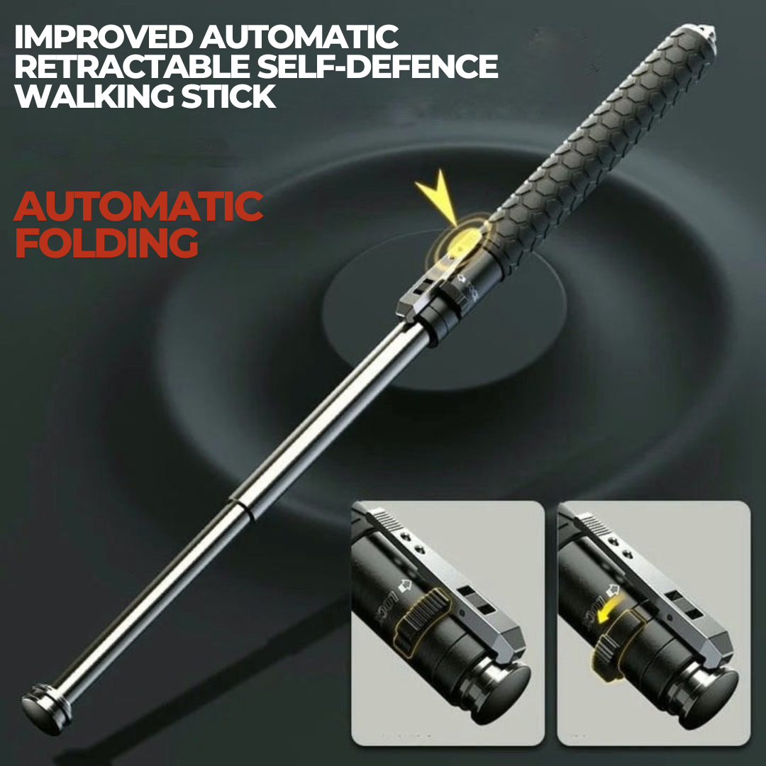 Retractable Self-Defense Cane with Secure Grip Lightweight Alloy Steel Walking Stick