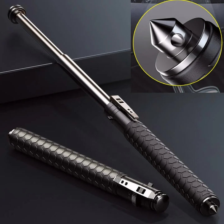 Retractable Self-Defense Cane with Secure Grip Lightweight Alloy Steel Walking Stick