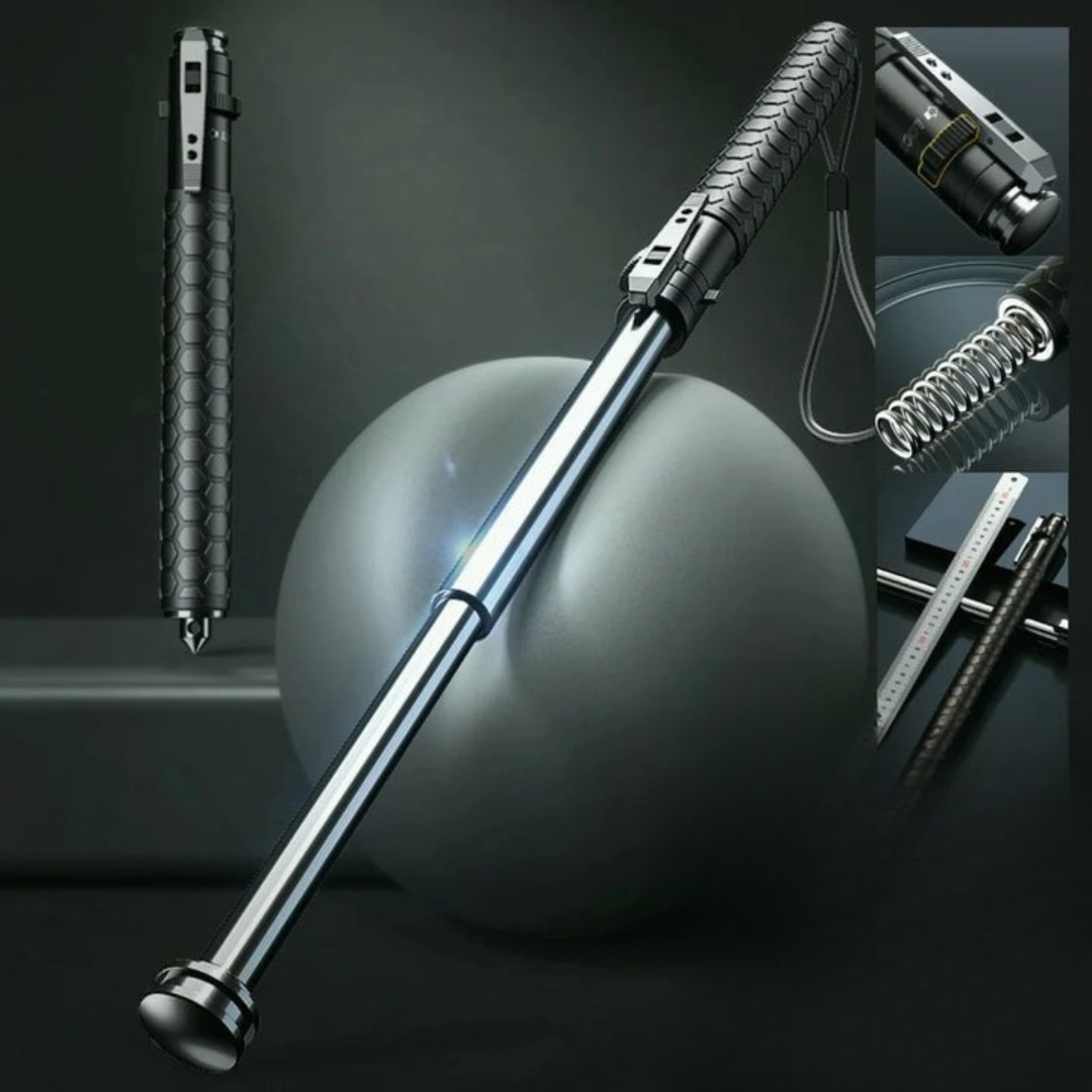 Retractable Self-Defense Cane with Secure Grip Lightweight Alloy Steel Walking Stick