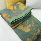Reversible Jacquard Cotton Quilt Soft Cozy Ginkgo Pattern Two-Sided Design