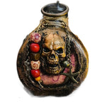Skull Pirate Rum Bottle Resin 227ml Brown Decorative Flask for Camping Hiking Parties