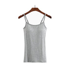 Tank Top with Built-In Shelf Bra Viscose Fiber Adjustable Straps Multiple Colors