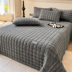 Soft Plush Square-Textured Bedspread Throw Blanket 79x90 Inches Multiple Colors
