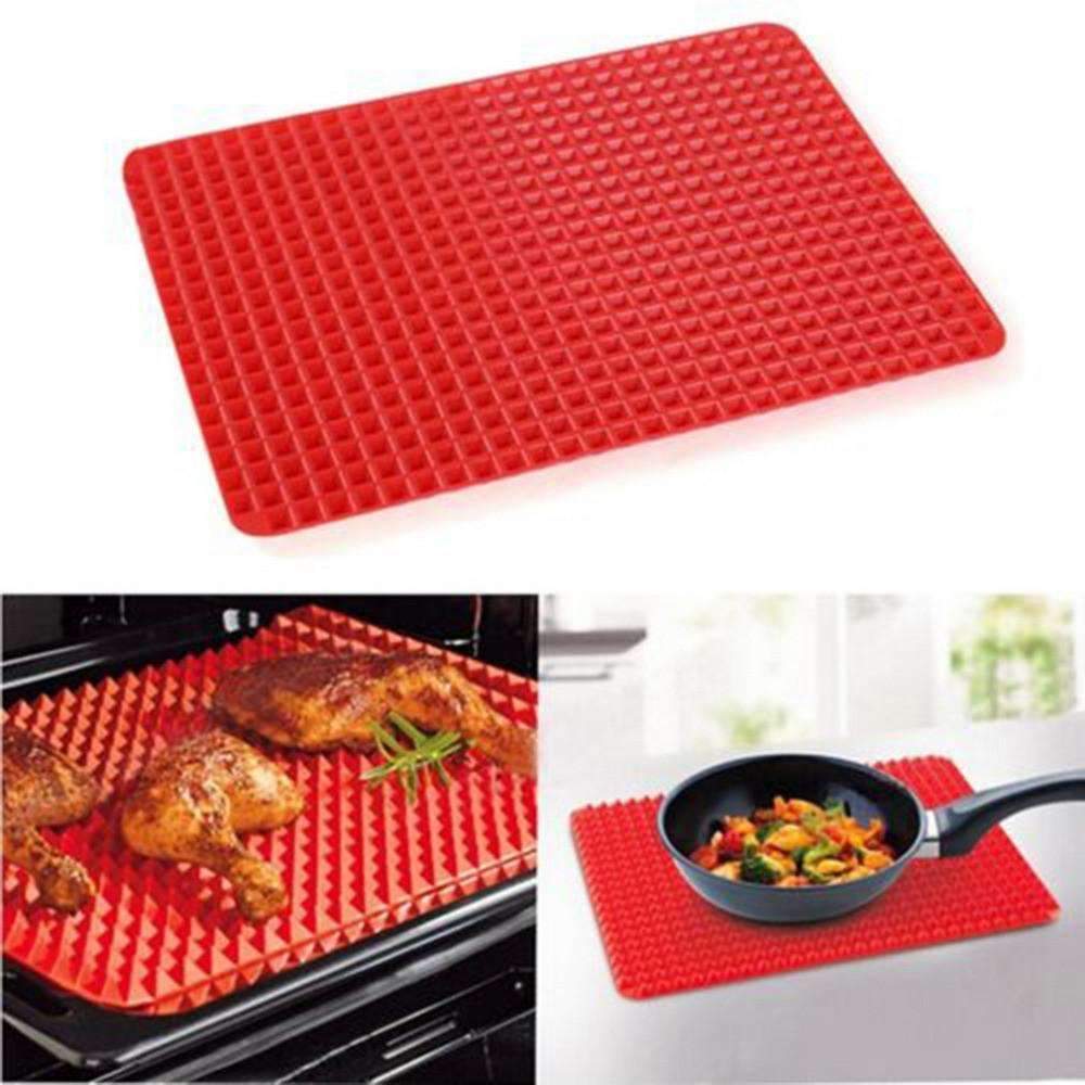 Silicone Baking Mat Non-Stick Heat Resistant Oven Liner Red 16 x 13 Inches Pyramid Tray