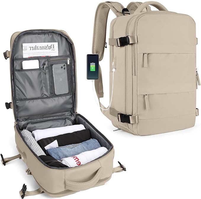 Durable Water-Resistant Hiking Backpack with USB Charging Port Spacious Travel Daypack