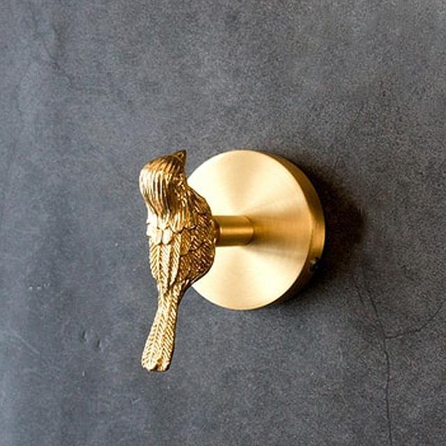 Golden Brass Wall Hooks Handmade Animal Head Design Decorative Coat Hooks for Home