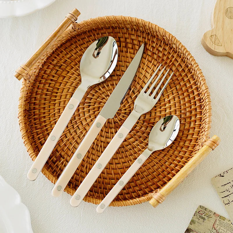 Harrow Bistro 24-Piece Cutlery Set Western Engraved Design Durable Dinnerware for 6