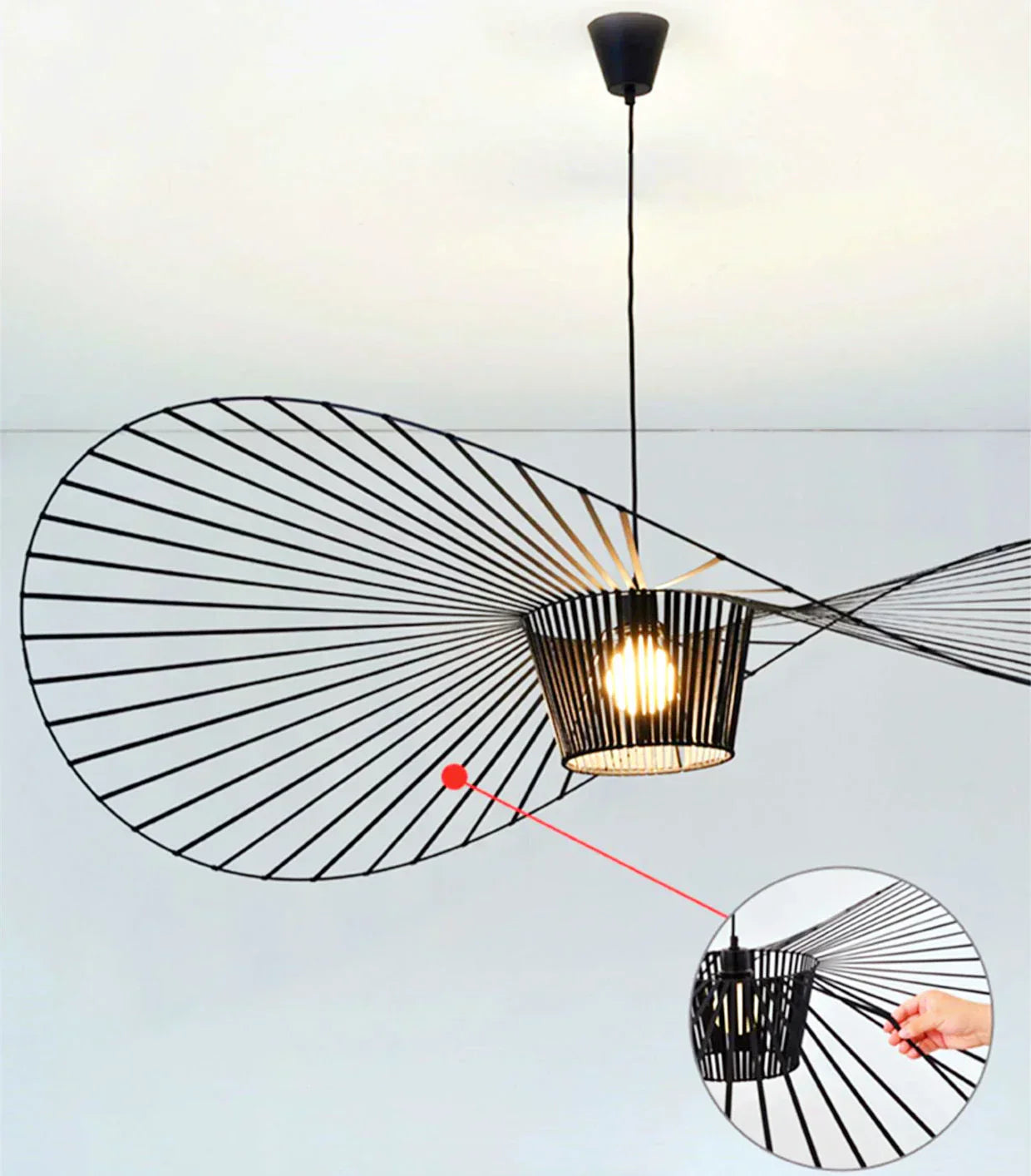 Black Pendant Lamp Hat Design Modern Chic Pendant Light Multiple Sizes