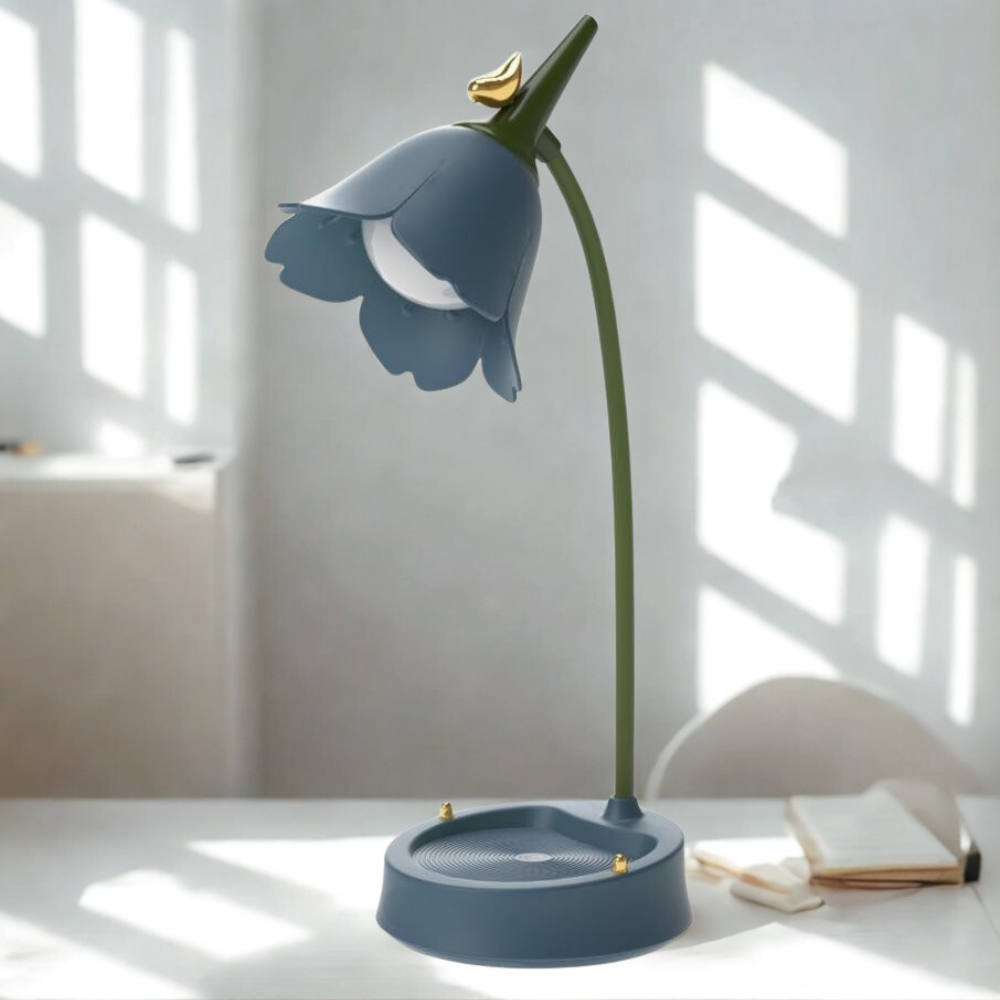 Modern Flower LED Table Lamp Touch-Activated USB Rechargeable Warm Light ABS Plastic