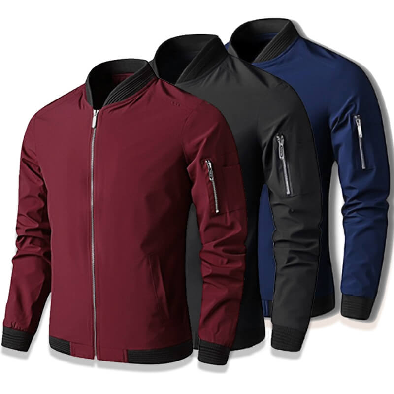 Men’s Lightweight Suede-Like Bomber Jacket Water-Repellent Slim Fit Casual Outerwear with Zipper Closure
