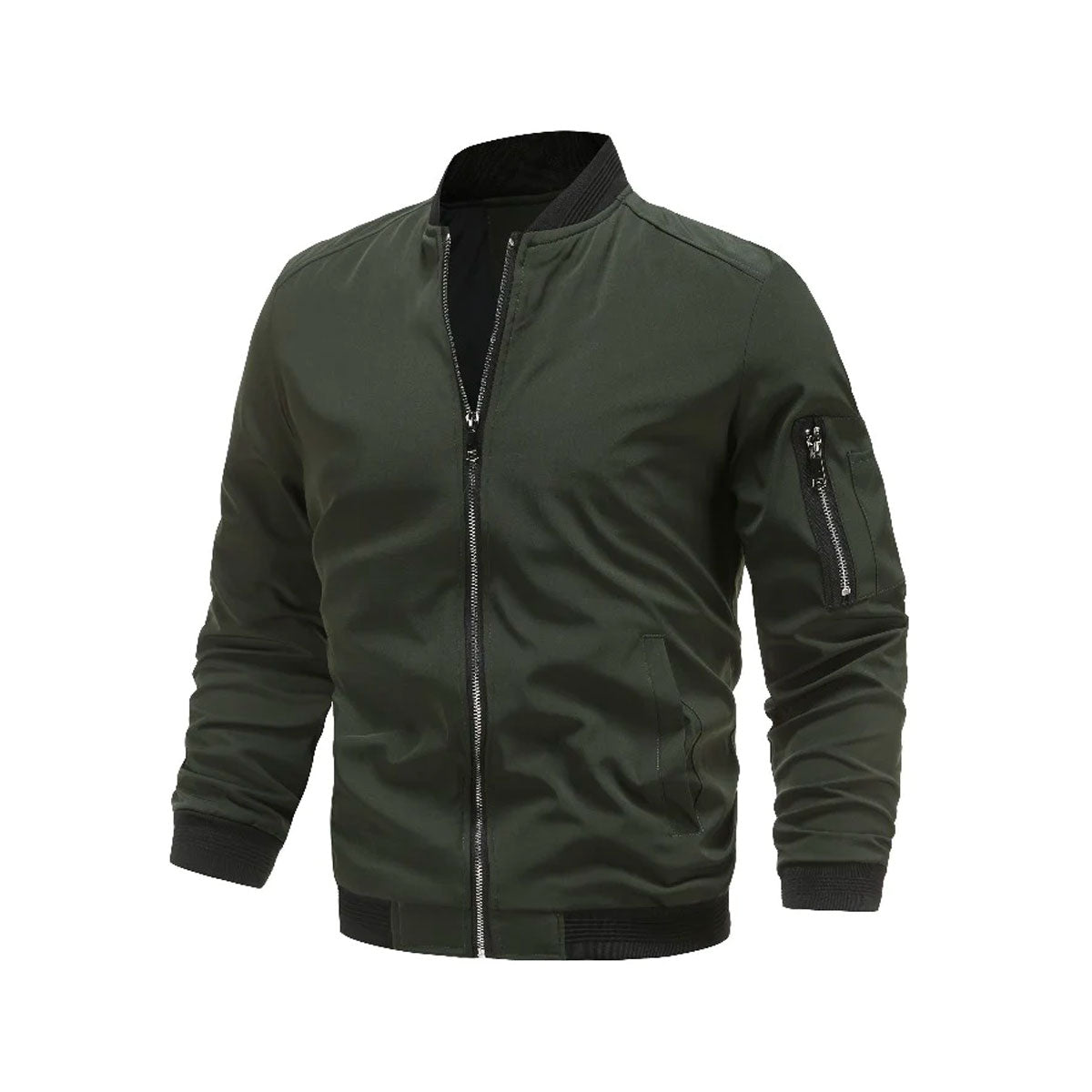 Men’s Lightweight Suede-Like Bomber Jacket Water-Repellent Slim Fit Casual Outerwear with Zipper Closure