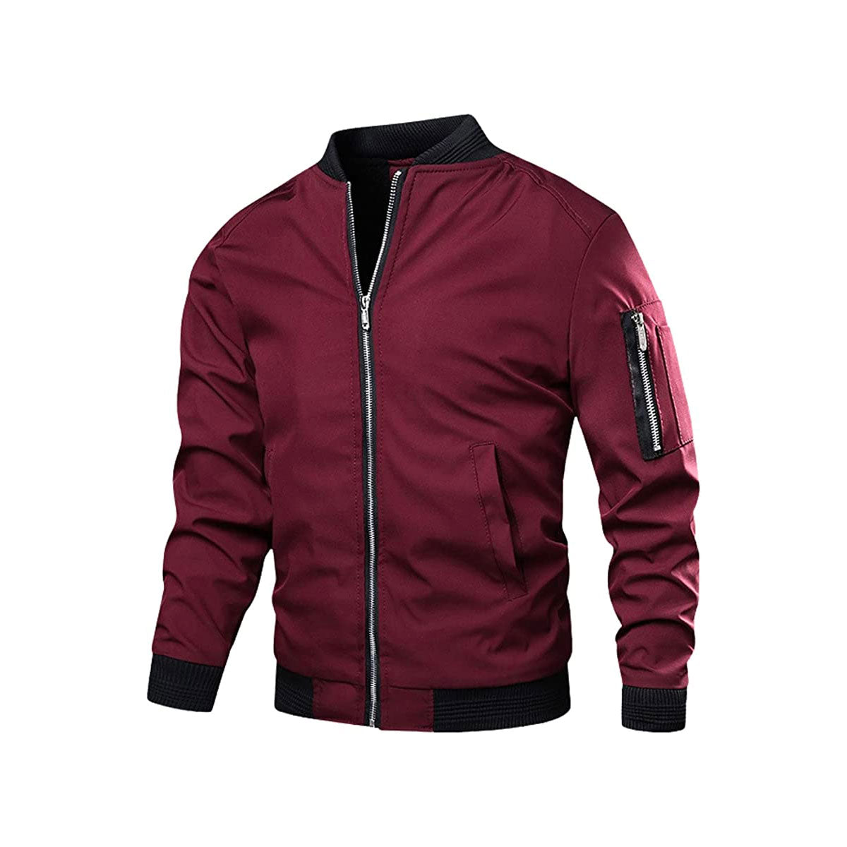 Men’s Lightweight Suede-Like Bomber Jacket Water-Repellent Slim Fit Casual Outerwear with Zipper Closure