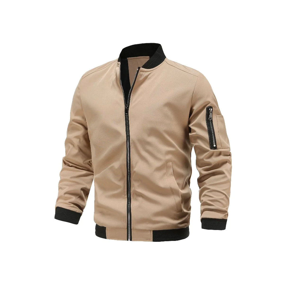 Men’s Lightweight Suede-Like Bomber Jacket Water-Repellent Slim Fit Casual Outerwear with Zipper Closure