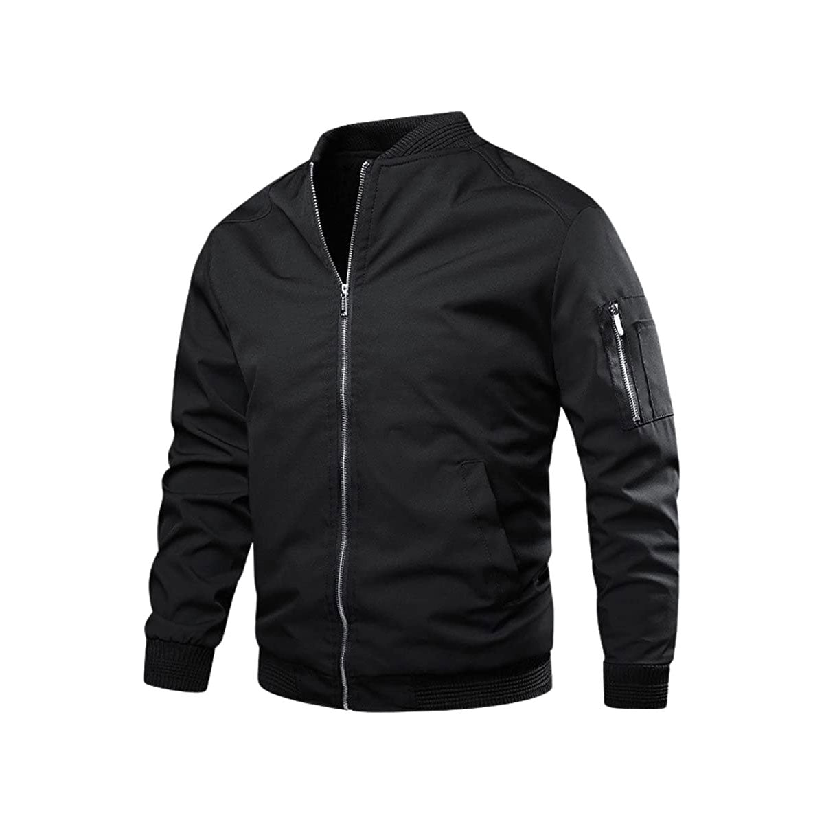 Men’s Lightweight Suede-Like Bomber Jacket Water-Repellent Slim Fit Casual Outerwear with Zipper Closure