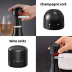 Wine Bottle Cap Stopper with Food-Grade Silicone Seal, Rotating Champagne Cork Design, Black, Fits Wine Beer Soda Bottles