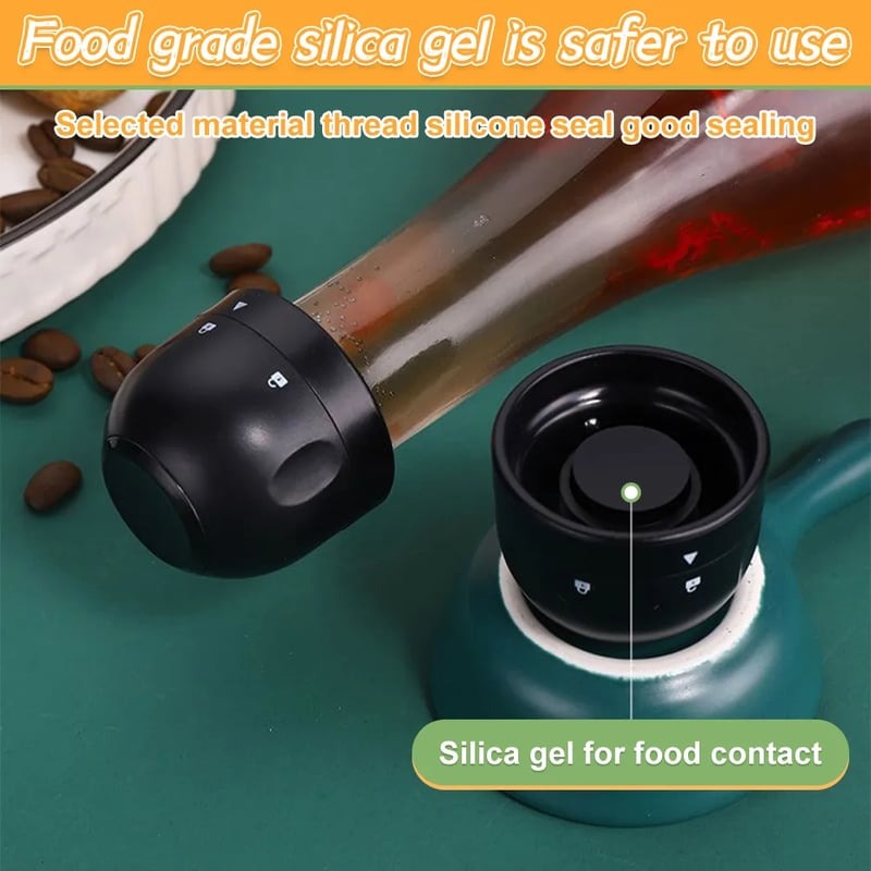 Wine Bottle Cap Stopper with Food-Grade Silicone Seal, Rotating Champagne Cork Design, Black, Fits Wine Beer Soda Bottles