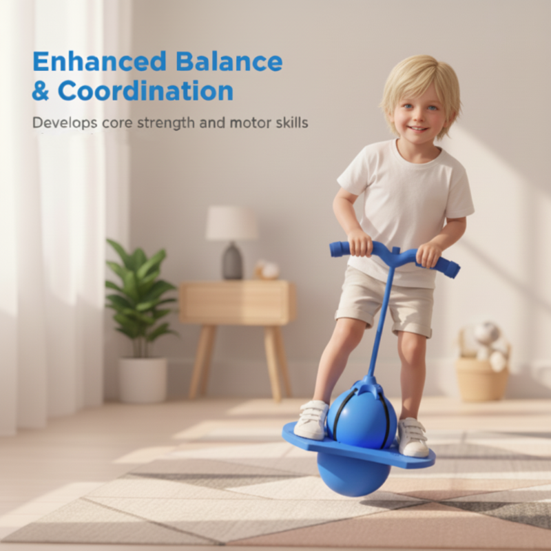 BounceBallster Balance Trainer with Non-Slip Platform and Padded Handle for Indoor Outdoor Jumping and Stability