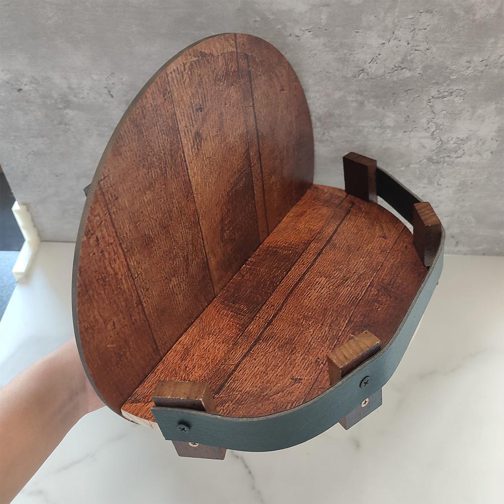 Rustic Oak Wall Shelf for Whiskey Display Reclaimed Barrel Wood Circular 7-Bottle Capacity