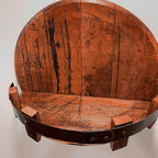 Rustic Oak Wall Shelf for Whiskey Display Reclaimed Barrel Wood Circular 7-Bottle Capacity