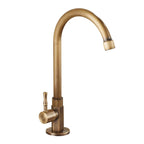 Antique Brass Kitchen Faucet Single Handle Vintage High-Arc Spout Cold Water Sink Faucet