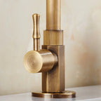 Antique Brass Kitchen Faucet Single Handle Vintage High-Arc Spout Cold Water Sink Faucet