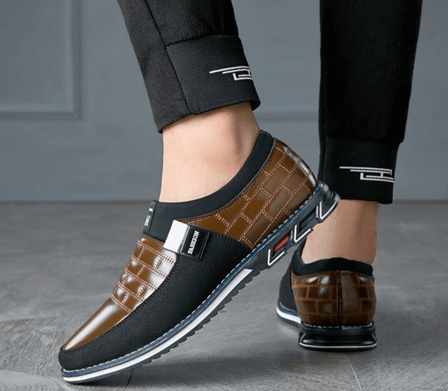 Breathable Leather Men's Shoes Orthopedic Support Slip-Resistant Casual Dress Sneakers