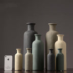 Harrow Ceramic Flower Vase Pot Minimalist Solid Hue Brown Beige Gray Various Sizes