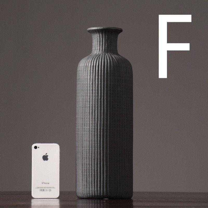 Harrow Ceramic Flower Vase Pot Minimalist Solid Hue Brown Beige Gray Various Sizes
