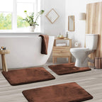 VelvaLuxe 3-Piece Memory Foam Bath Mat Set Non-Slip Absorbent Machine Washable