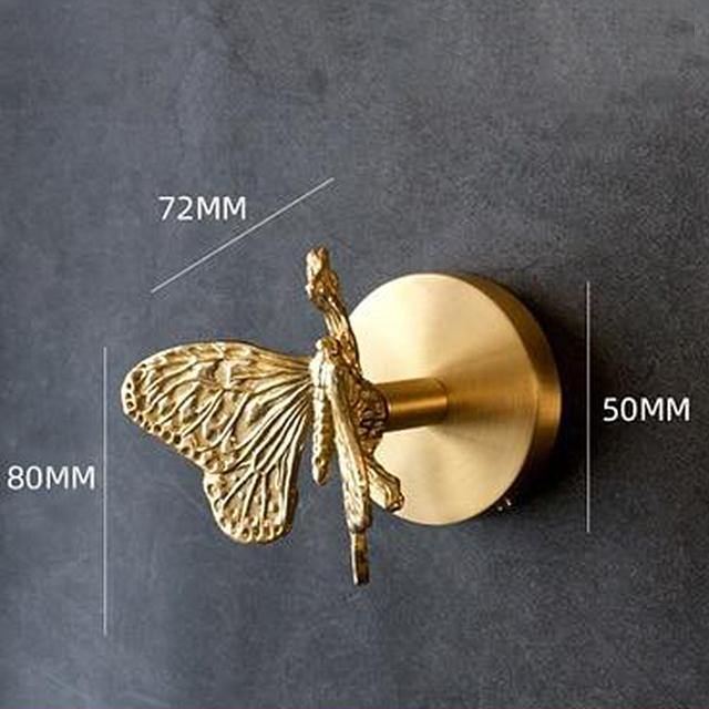 Golden Brass Wall Hooks Handmade Animal Head Design Decorative Coat Hooks for Home