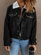 Buttoned Women’s Winter Jacket with High Collar Soft Fleece Lining Practical Pockets Layering Coat